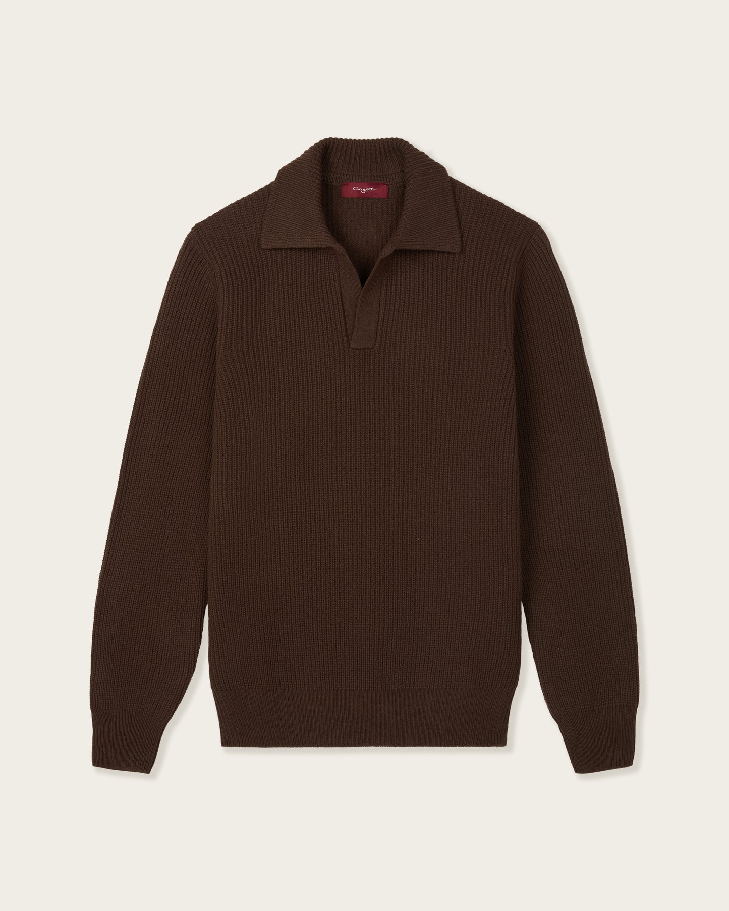 Heavy Seamless Long Sleeve Polo Shirt Autumn Brown