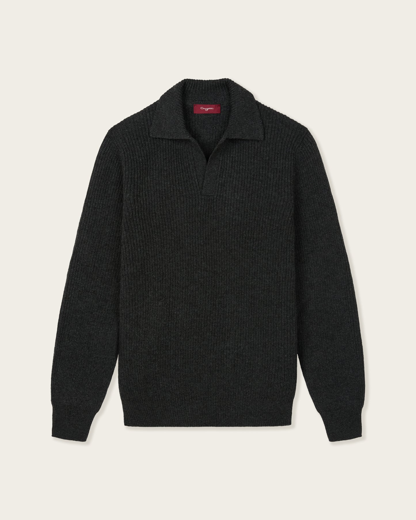 Heavy Seamless Long Sleeve Polo Shirt Smoke Grey