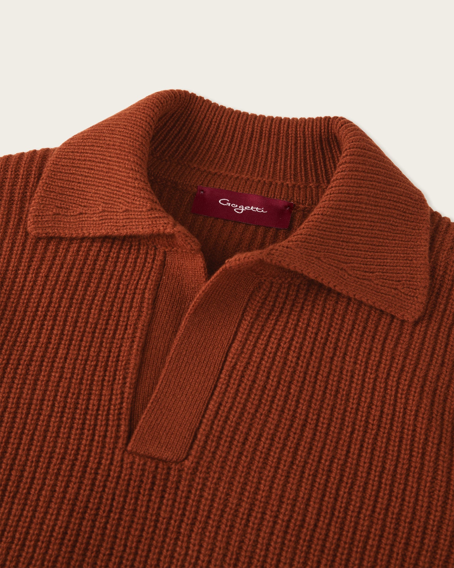 Heavy Seamless Long Sleeve Polo Shirt Burnt Orange