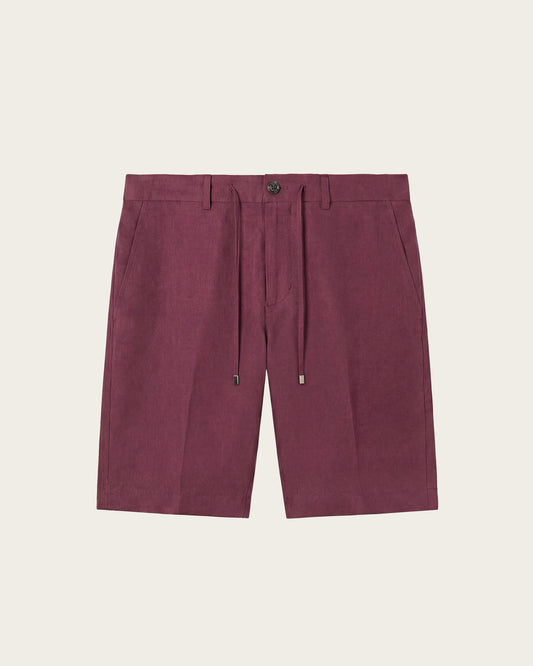 Lightweight Linen Shorts Wine Red