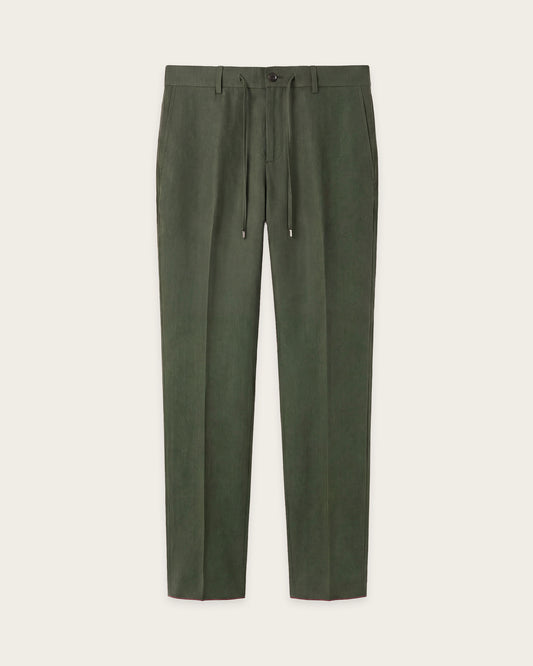 Lightweight Linen Trousers Olive Green