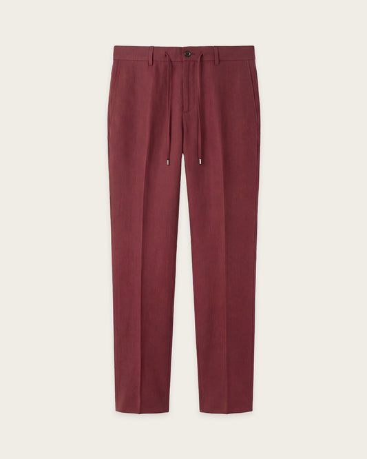 Lightweight Linen Trousers Wine Red