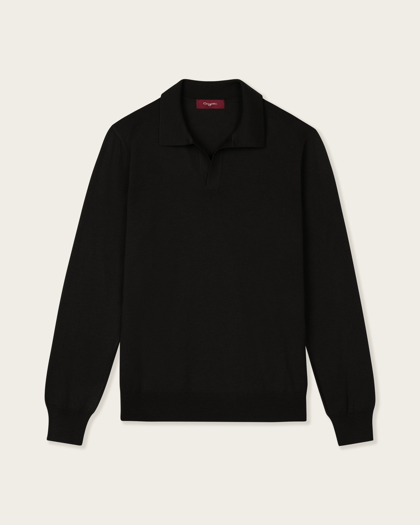 Lightweight Seamless Long Sleeve Polo Shirt Midnight Black
