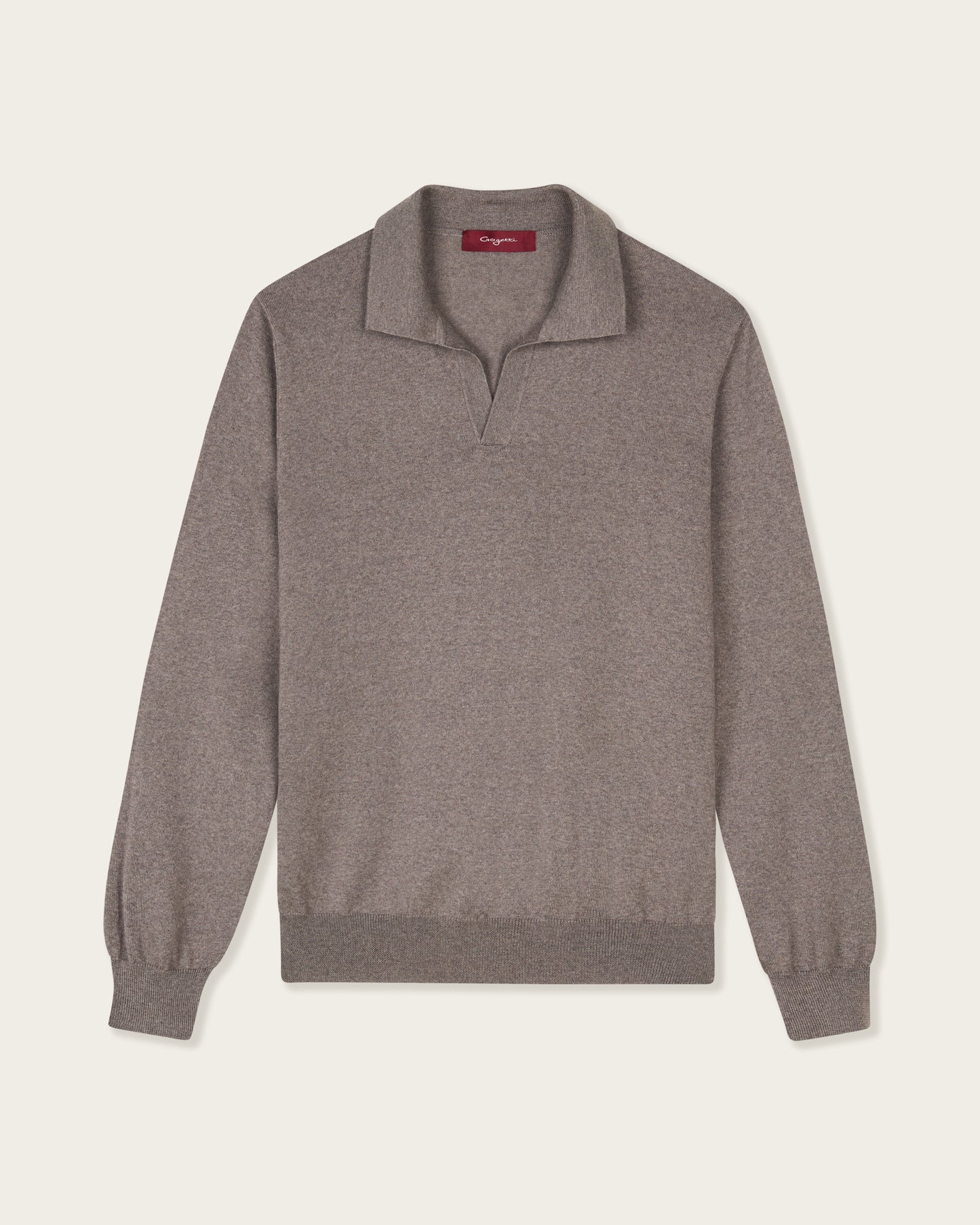 Lightweight Seamless Long Sleeve Polo Shirt Pebble Grey