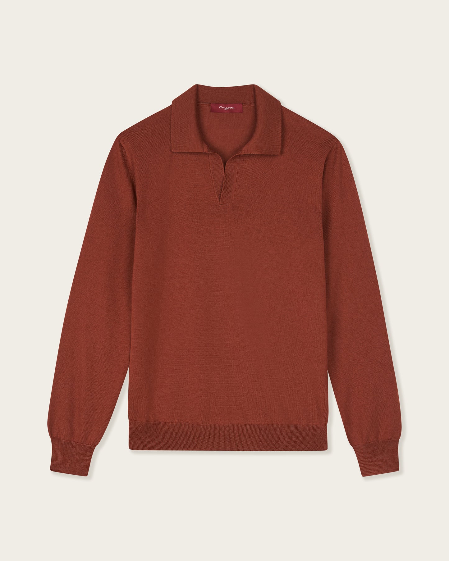 Lightweight Seamless Long Sleeve Polo Shirt Burnt Orange