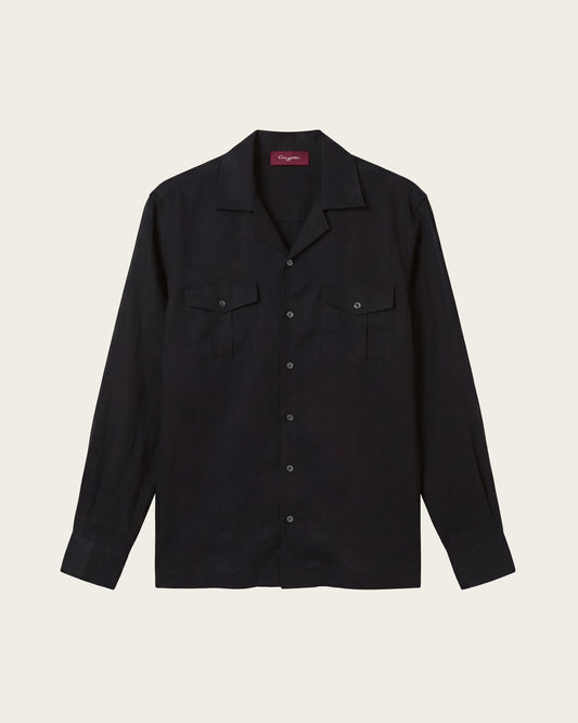 Linen Pocket Shirt Midnight Black