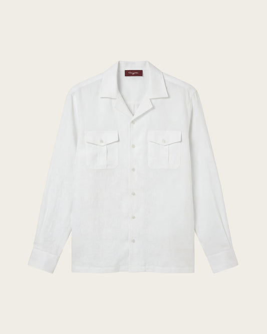 Linen  Pocket Shirt Moonlight White