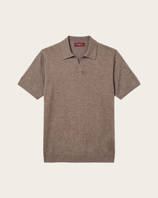 Linen Polo Shirt Pebble Grey