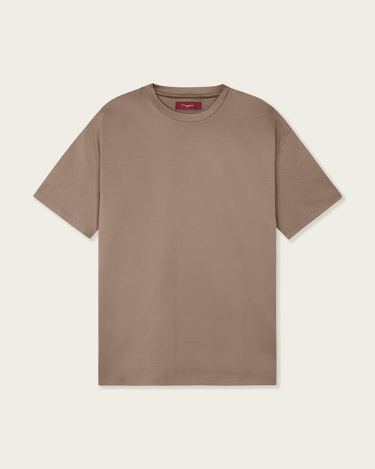 Mercerized Cotton T-shirt Taupe