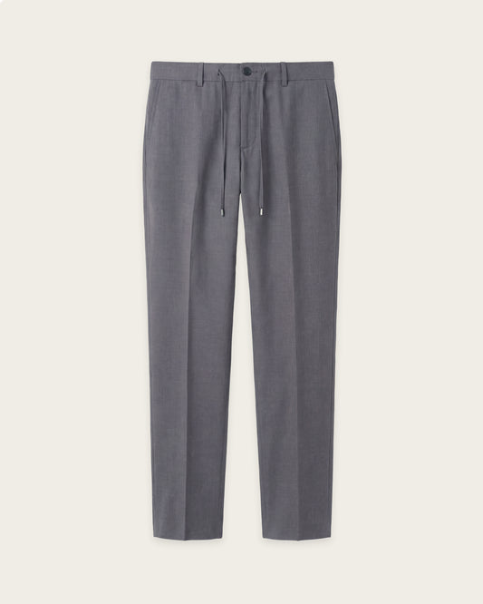 Slim Fit Tailored Trousers with Drawstrings Grey