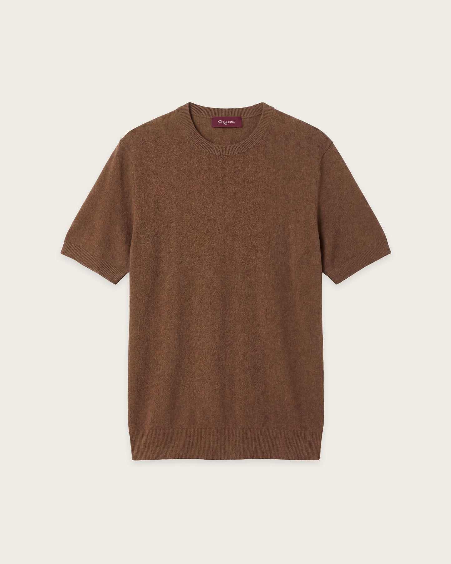 Structured Knitted Short Sleeve Shirt Autumn Brown