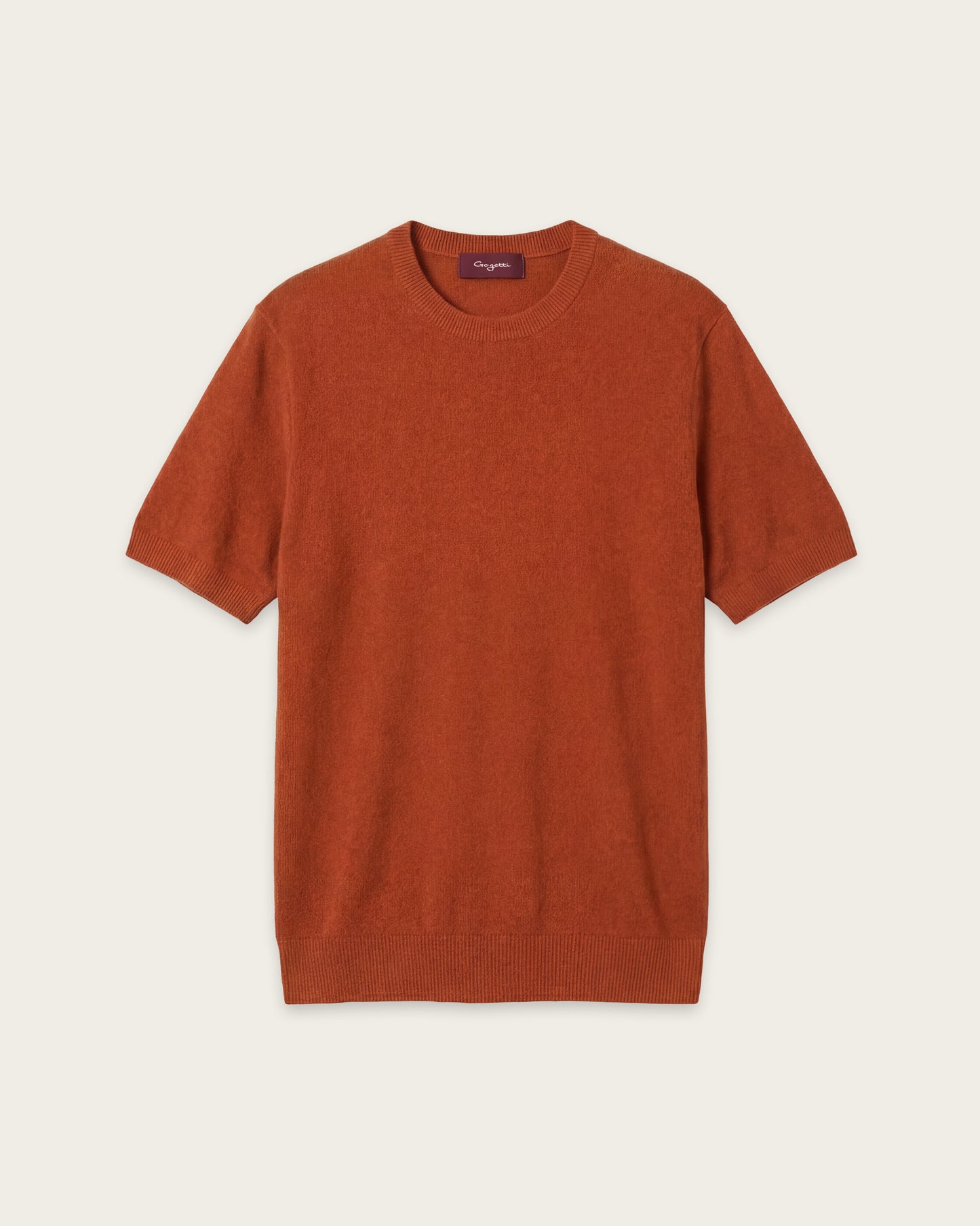 Structured Knitted Short Sleeve Shirt Burnt Orange