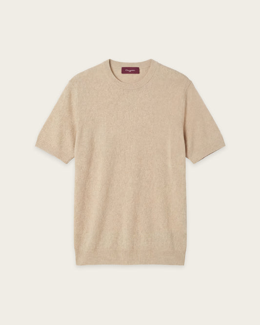 Structured Knitted Short Sleeve Shirt Pebble Grey