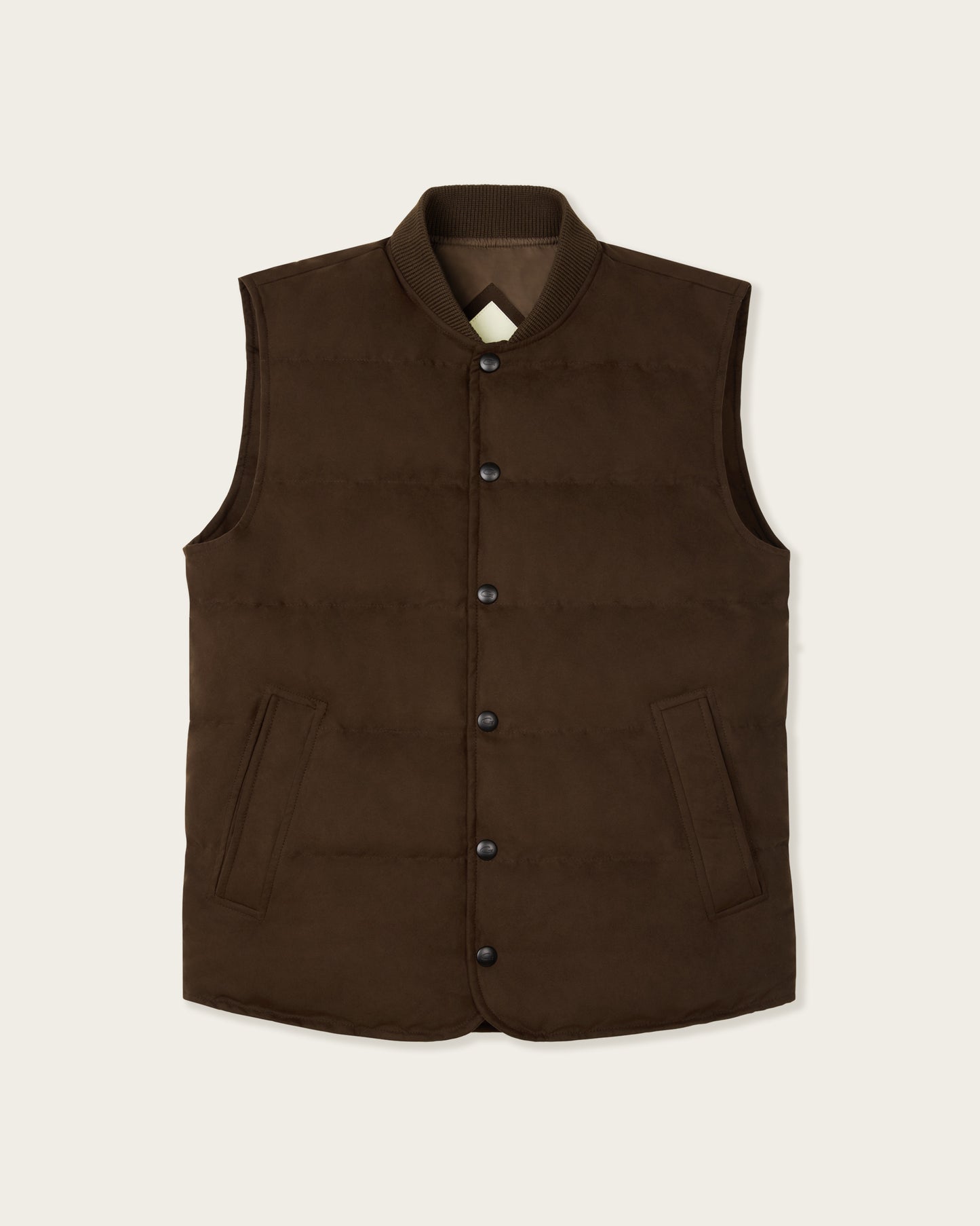 Suede Buttoned Vest Espresso Brown