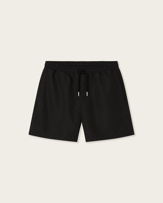 Zip Swim Shorts in Midnight Black
