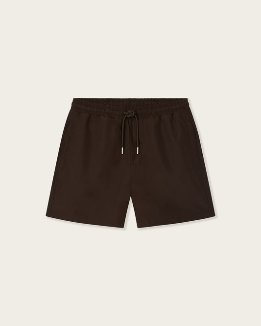 Zip Swim Shorts in Espresso Brown