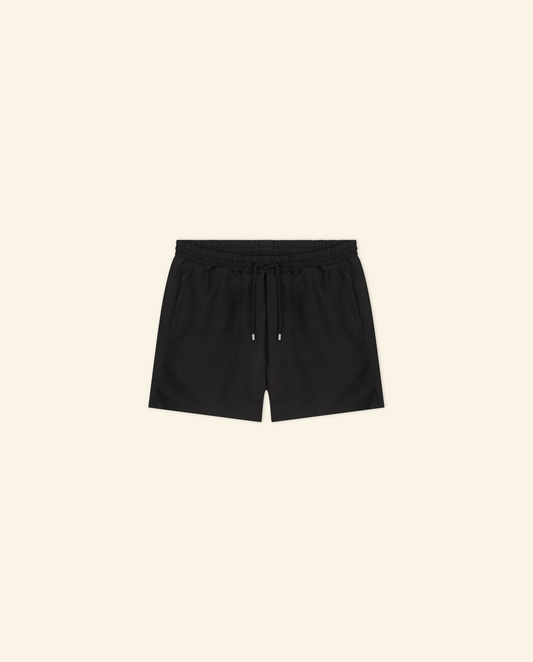 Zip Swim Shorts in Midnight Black