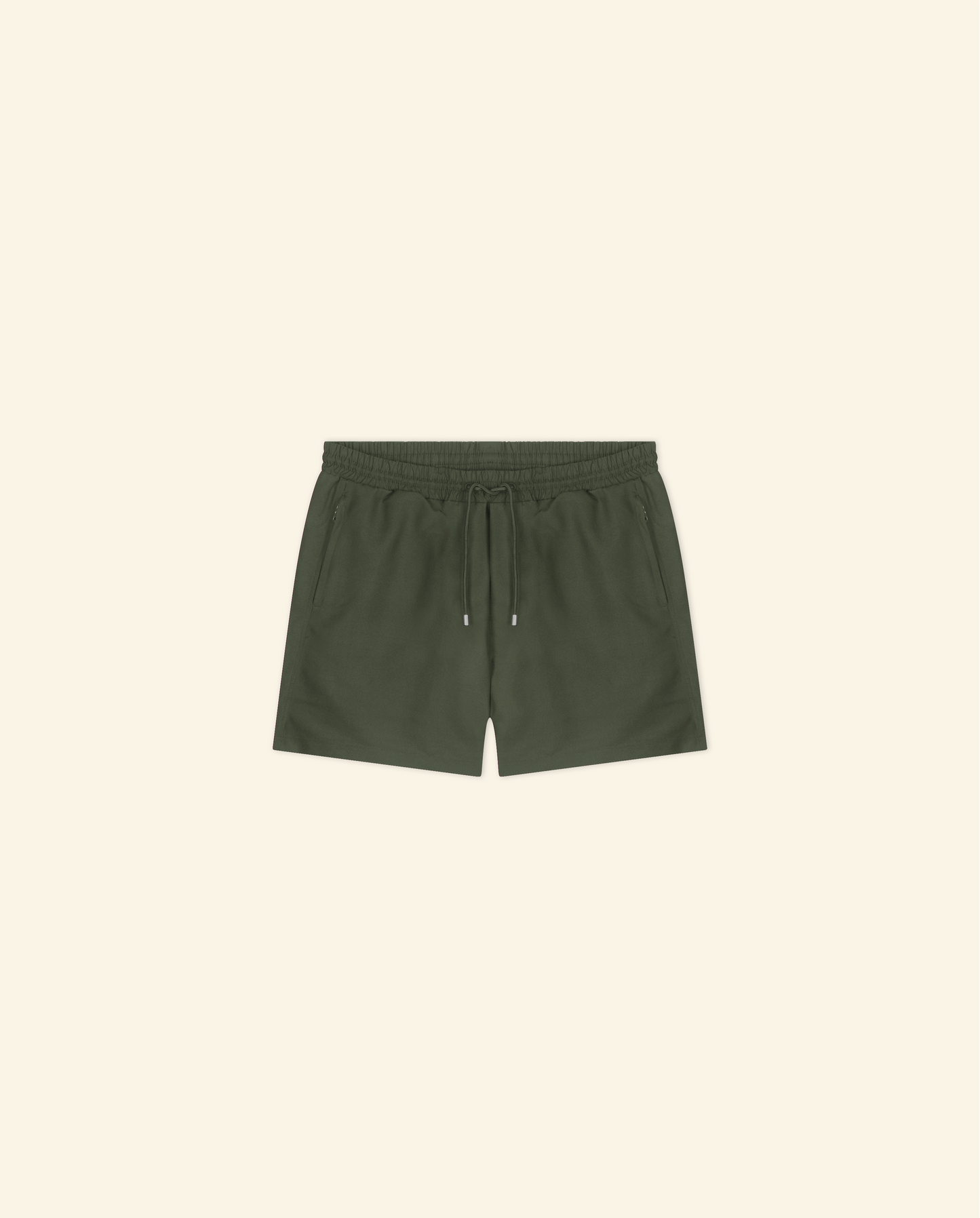 Zip Swim Shorts in Olive Green