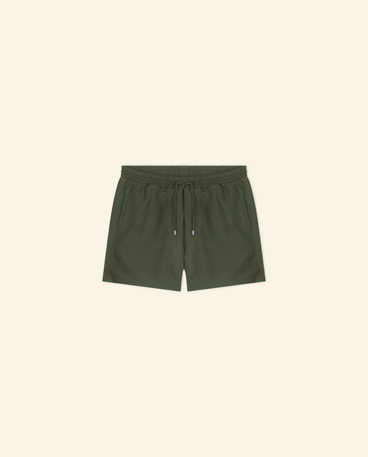 Zip Swim Shorts in Olive Green