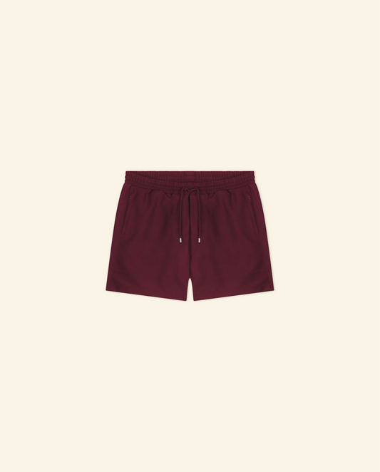 Zip Swim Shorts in Wine Red