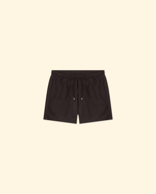 Zip Swim Shorts in Espresso Brown