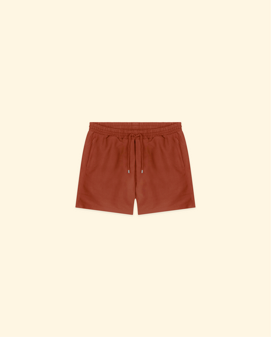 Zip Swim Shorts in Burnt Orange